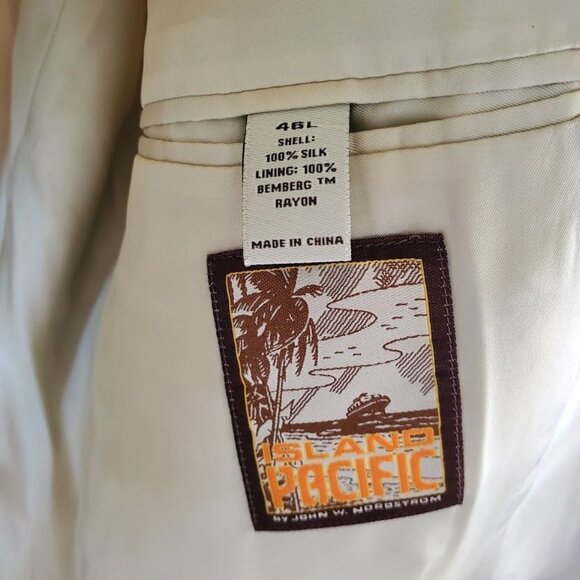 Island Pacific by Nordstrom 100% Silk Beige Blazer 48L Coastal Resort Jacket - Picture 2 of 7